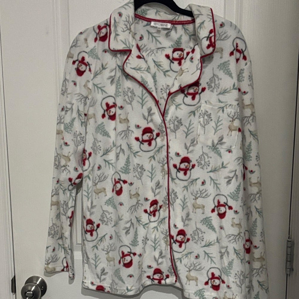 Emily Jane XL fleece cozy festive Christmas Snowman Pajama Set NWOT